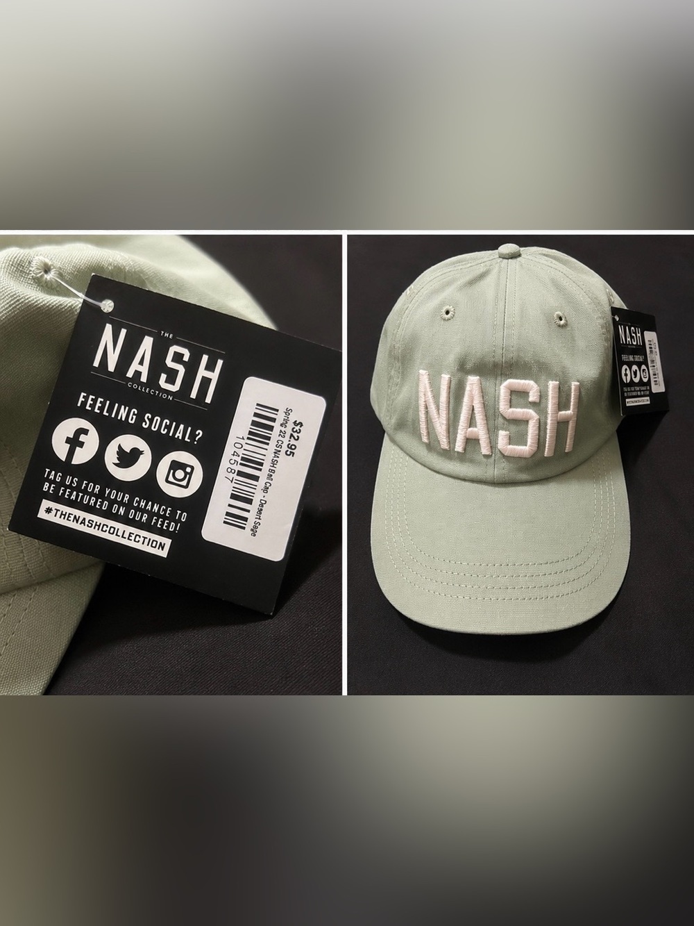 Ash Embroidered Dad Hat in Light Sage